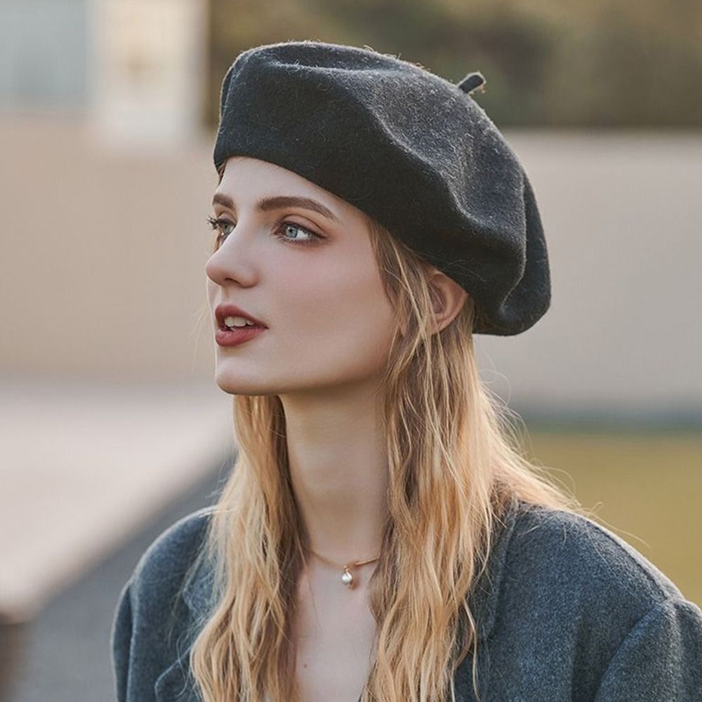 Beret French Wool - Topi Baret Wol Musim Dingin yang