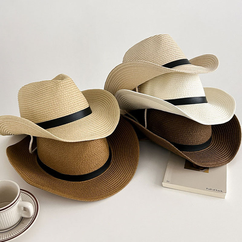 Cowboy Hat Straw - Topi Koboi Barat Musim Semi Terlaris