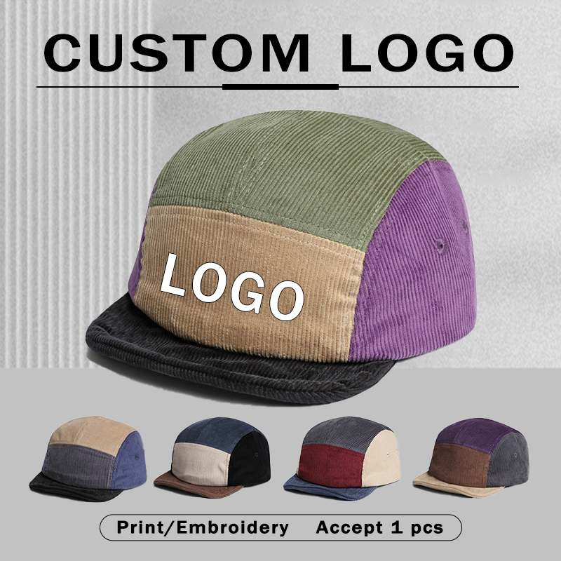 Corduroy Cap 5 Panel - Topi Baseball Corduroy Berpinggiran Pendek Retro,
