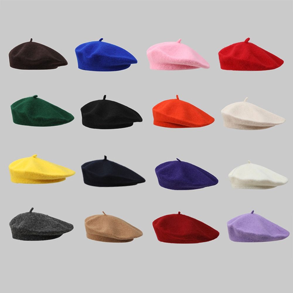 Topi Baret Wol Hangat Musim Gu - Beret French Wool ulasan dan harga