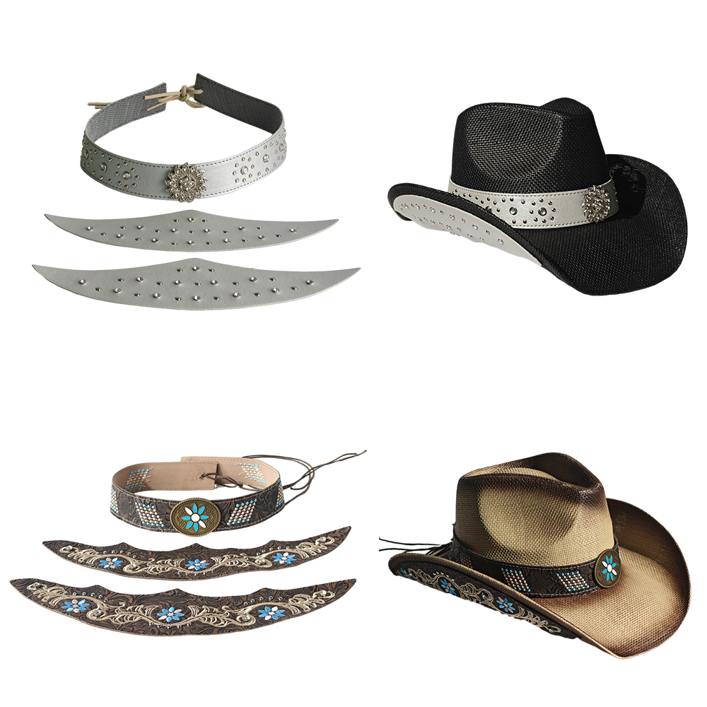 Topi Koboi Set Tiga Potong Aks - Cowboy Hat Straw ulasan dan harga