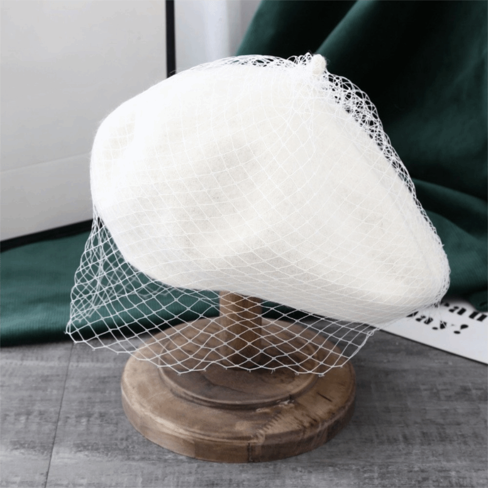 Topi Beret Wol Berjaring Elega - Beret French Wool ulasan dan harga