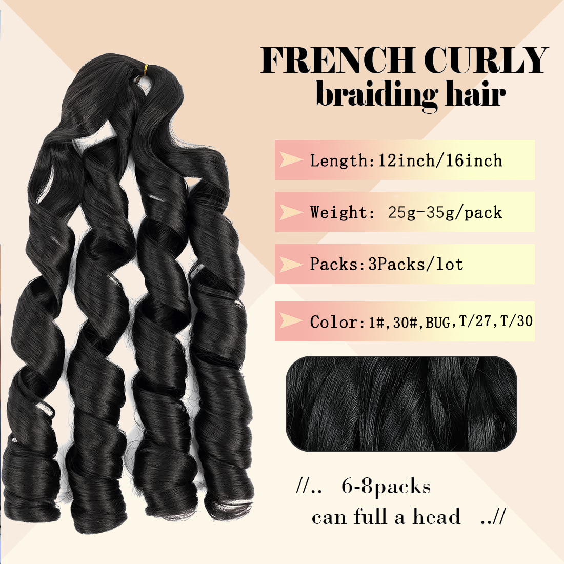 Rambut Kepang French Curl 12/1 - Beret French Wool ulasan dan harga